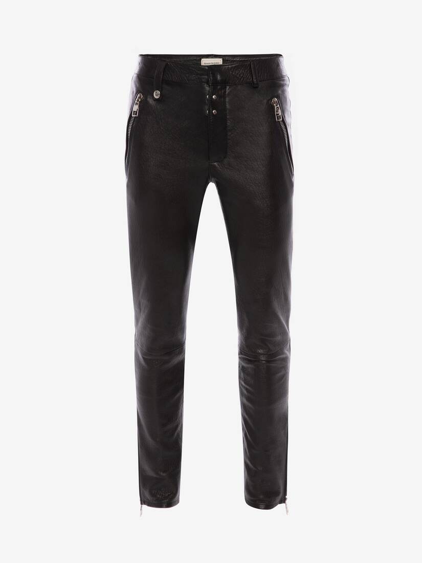 Pantalones Alexander McQueen Classic Cuero Biker Hombre - Negros - Mexico 421-TPYIVB